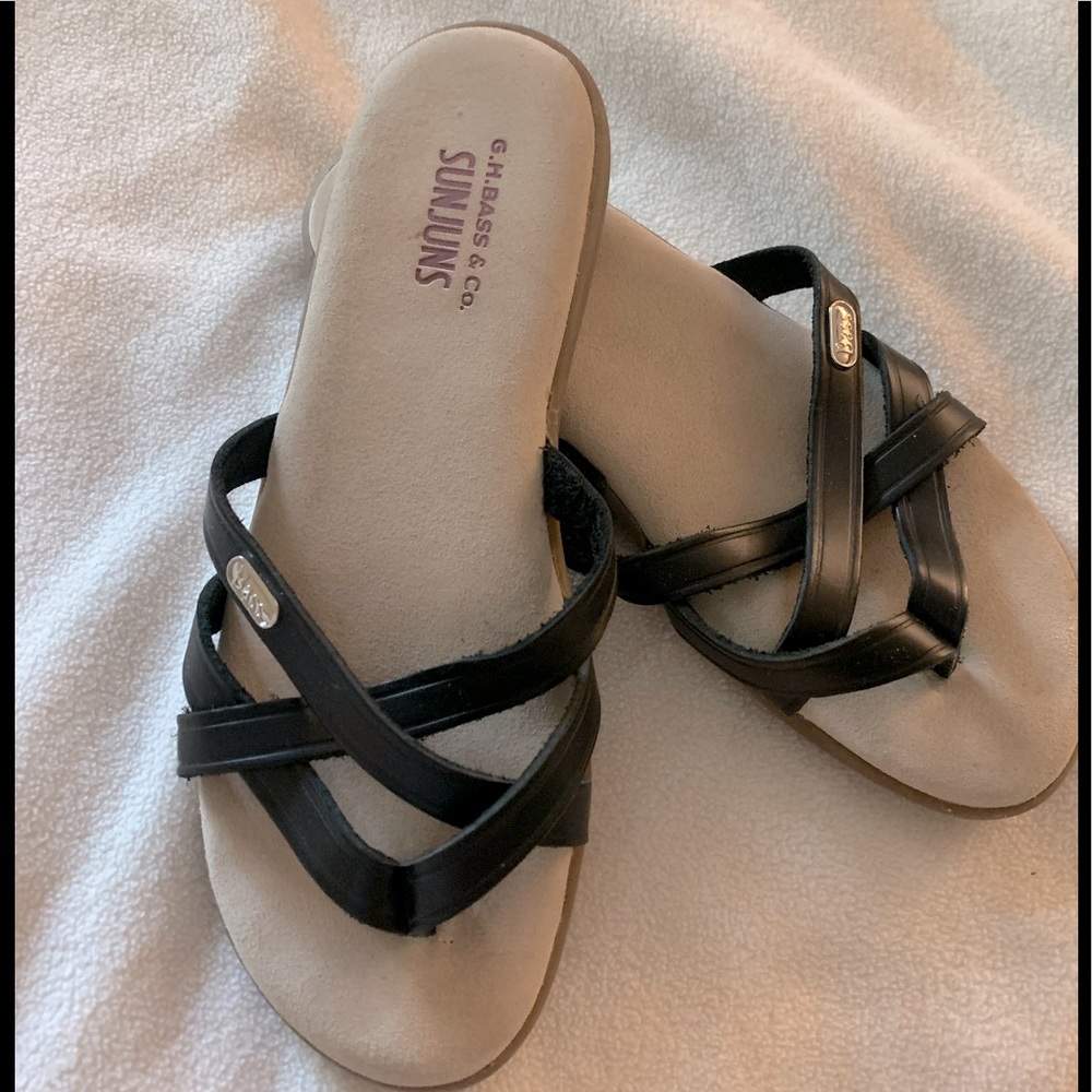 BASS (Like-New) Dark brown khaki cushiony sandals shoes 7 1/2 M